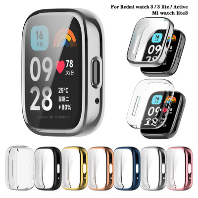 TPU мек силиконов калъф, стъкло за Redmi Watch 3 Active 3 Lite Smart Watchband, протектор на екрана, капак за Xiaomi Redmi Watch 3