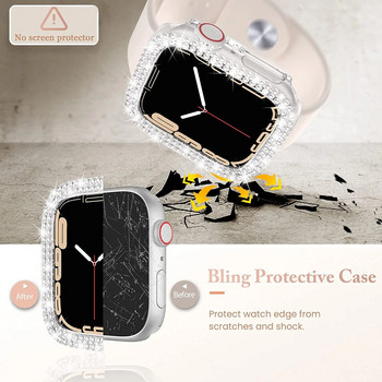 Diamond Full Protective Case for Apple Watch Series 7 41MM 45MM Cover For iWatch 6 SE 5 4 3 38MM 42MM 40mm 44mm Accessories
