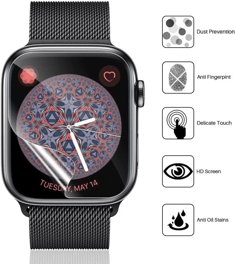 Προστατευτικό οθόνης για Apple Watch Series 8 7 41mm 45mm,HD Transparent TPU Film iwatch Series 6 SE 5 4 3 2 1 38mm 42mm 40mm 44mm