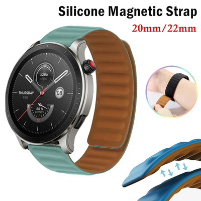 Silikoninis magnetinis dirželis, skirtas Huami Amazfit GTR 4/3 Pro/2/2e/47mm/GTR4 laikrodžio apyrankei Bip 3 Pro/GTS 2 4 Mini Sport laikrodžio apyrankei