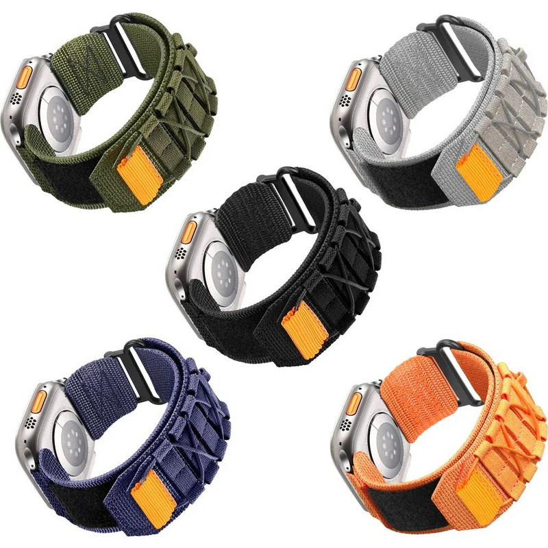 Taktiskā neilona cilpas aproce Apple Watch Ultra 2 49 mm 45 mm 42 mm sporta siksniņai iWatch sērijai 9 8 7 6 5 4 se 40 mm 44 mm siksniņa