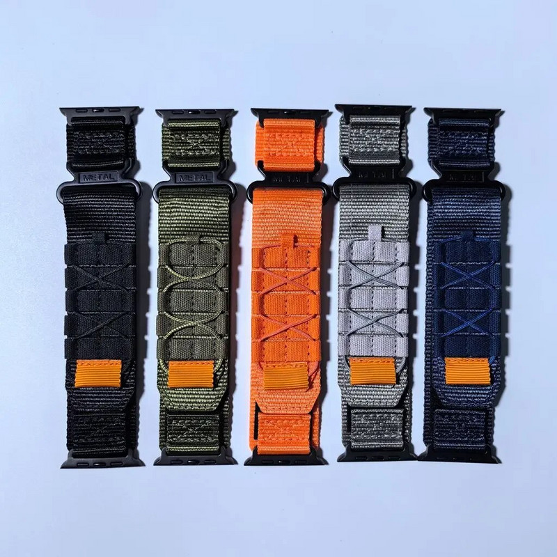 Taktiskā neilona cilpas aproce Apple Watch Ultra 2 49 mm 45 mm 42 mm sporta siksniņai iWatch sērijai 9 8 7 6 5 4 se 40 mm 44 mm siksniņa