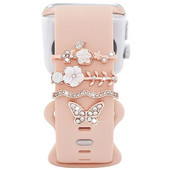 Curea de modă Inel decorativ pentru Apple Watch Band Ornament de diamant Brățară Decorație Metal Charms Accesorii pentru curea din silicon