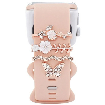 Curea de modă Inel decorativ pentru Apple Watch Band Ornament de diamant Brățară Decorație Metal Charms Accesorii pentru curea din silicon