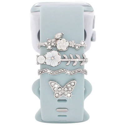 Curea de modă Inel decorativ pentru Apple Watch Band Ornament de diamant Brățară Decorație Metal Charms Accesorii pentru curea din silicon