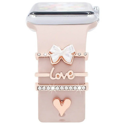 Curea de modă Inel decorativ pentru Apple Watch Band Ornament de diamant Brățară Decorație Metal Charms Accesorii pentru curea din silicon