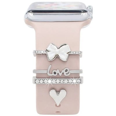 Curea de modă Inel decorativ pentru Apple Watch Band Ornament de diamant Brățară Decorație Metal Charms Accesorii pentru curea din silicon