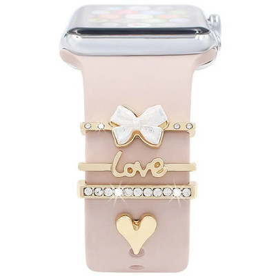 Curea de modă Inel decorativ pentru Apple Watch Band Ornament de diamant Brățară Decorație Metal Charms Accesorii pentru curea din silicon