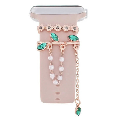 Curea de modă Inel decorativ pentru Apple Watch Band Ornament de diamant Brățară Decorație Metal Charms Accesorii pentru curea din silicon
