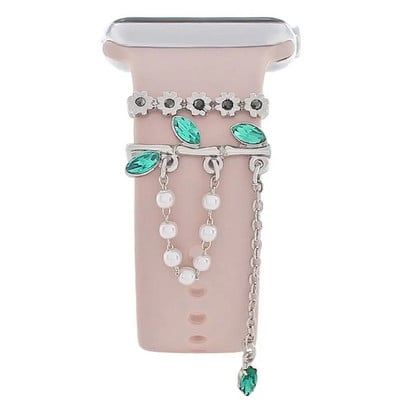 Curea de modă Inel decorativ pentru Apple Watch Band Ornament de diamant Brățară Decorație Metal Charms Accesorii pentru curea din silicon
