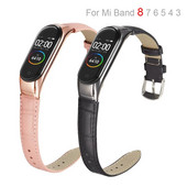 Essidi Δερμάτινο λουράκι με θήκη για Xiaomi Mi Band 8 7 6 5 4 3 Γυναικείο ρολόι βραχιόλι ζώνη για Mi band 8 7 6 5 Band Correa