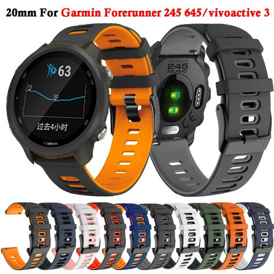 Silikonski remen za pametni sat od 20 mm za Garmin Forerunner 245 645 glazbeni remen za ručni zglob Venu 2 Plus SQ vivoactive 3 narukvica za remen za sat