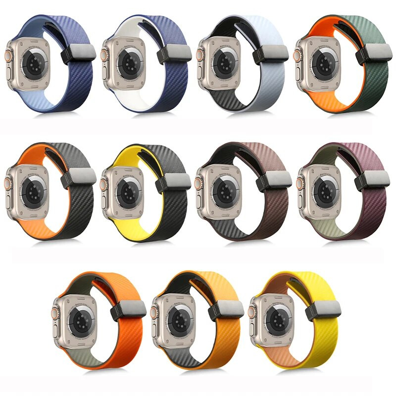 Oglekļa šķiedras siksnas Apple pulksteņa ultra siksniņai 44mm 45mm 49mm 40mm 41mm 42mm 38mm 45 mm silikona rokassprādze iWatch Series 7 8 se 6