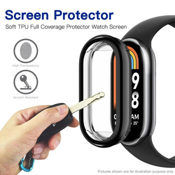 TPU меко защитно покритие за Xiaomi Mi Band 8 Case Full Screen Protector Shell Bumper Plated Cases for Mi Band 8 smart watch