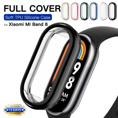 Μαλακό προστατευτικό κάλυμμα TPU για Xiaomi Mi Band 8 Case Προστατευτικό πλήρους οθόνης Shell με προφυλακτήρα επιμεταλλωμένες θήκες για έξυπνο ρολόι Mi Band 8