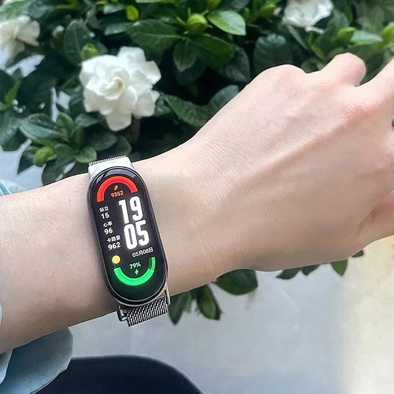 Siksna Xiaomi Mi Band 8 viedpulksteņa nomaiņai aprocei metāla magnētiskai rokassprādzei Mi Band 8 NFC piederumiem