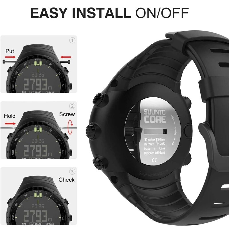YAYUU λουράκι ρολογιού για Suunto Core Soft Silicone Sport Bands με μεταλλικό κούμπωμα για Suunto Core Smartwatch