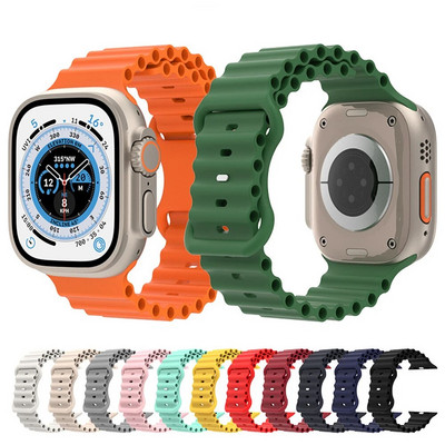 Curea din silicon Ocean pentru Apple Watch 49mm 45mm 41mm 44mm 40mm 42mm 38mm Bratara respirabila Bratara Ultra 8 7 6 5 4 3 SE Band