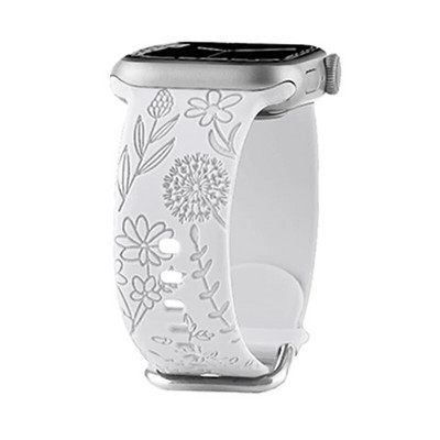 Graviruotas dirželis Apple laikrodžio apyrankei 49mm 44mm 40mm 45mm 41mm 38mm 42mm Leopard silikoninė apyrankė iwatch series 7 se 3 6 8 ultra