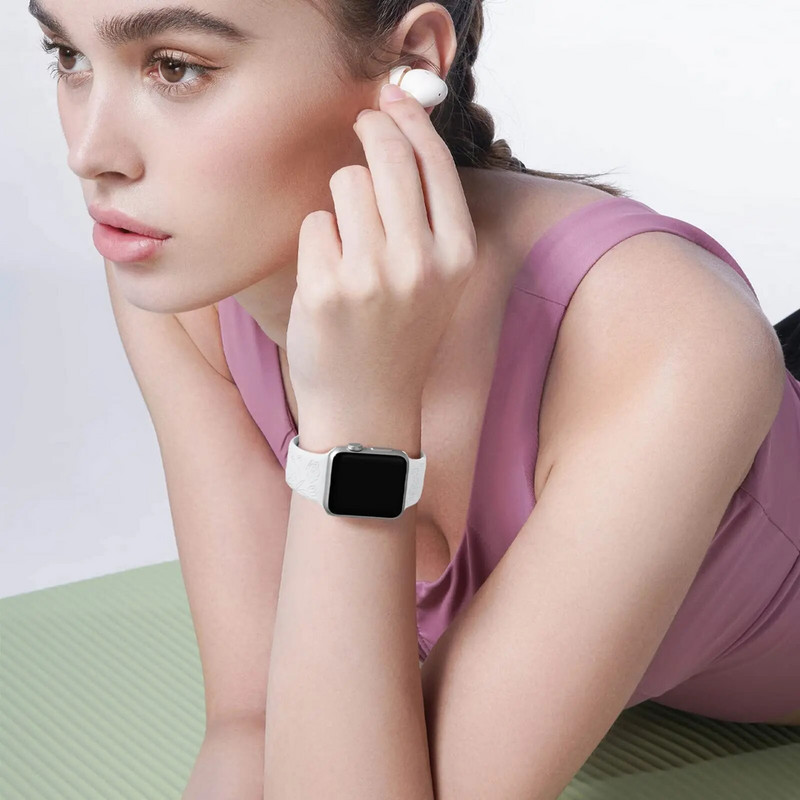 Graviruotas dirželis Apple laikrodžio apyrankei 49mm 44mm 40mm 45mm 41mm 38mm 42mm Leopard silikoninė apyrankė iwatch series 7 se 3 6 8 ultra