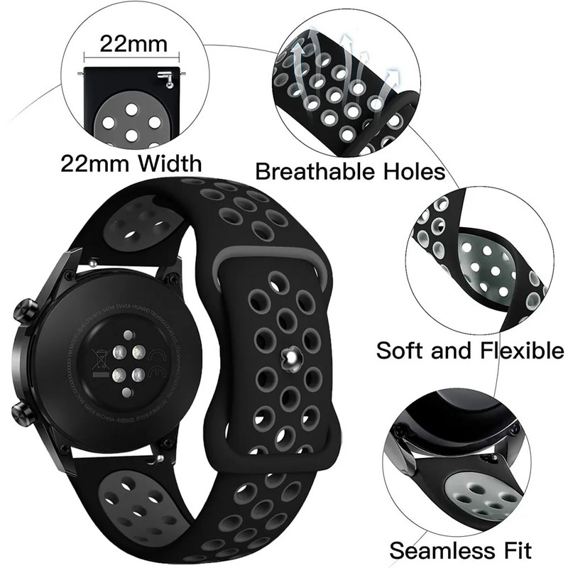 YAYUU 22mm Λαστιχένια ζώνη αντικατάστασης για Huawei Watch GT 2 Pro/2e/2 46mm σιλικόνης αναπνεύσιμος αθλητικός ιμάντας για Huawei Watch 3/3 Pro