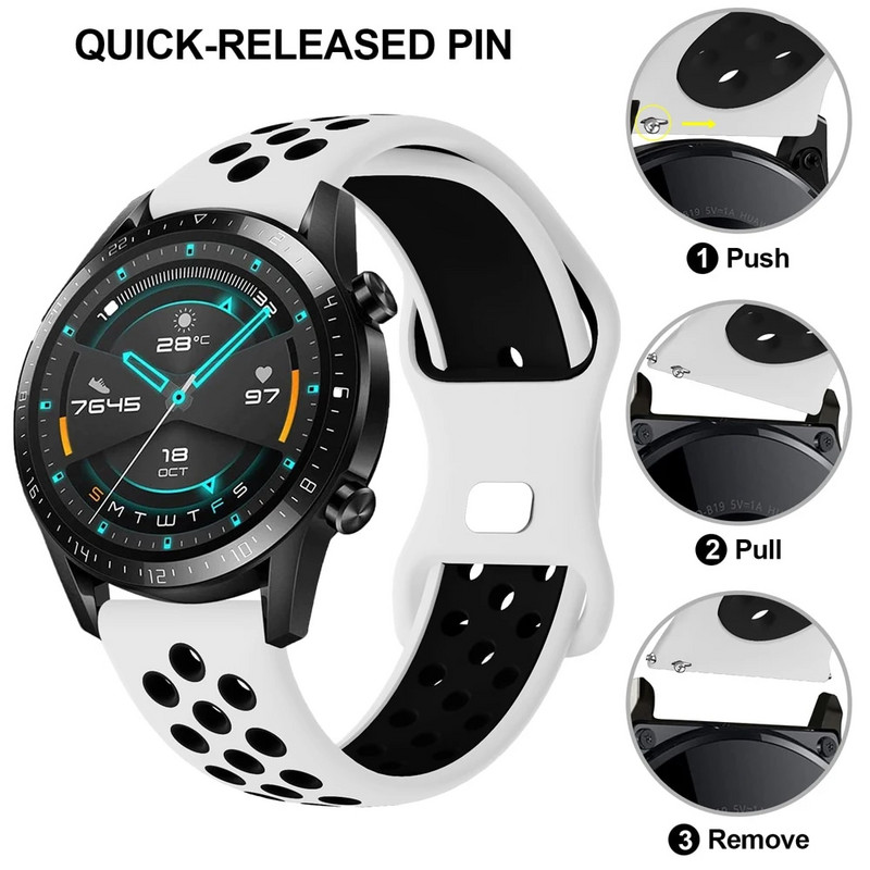 YAYUU 22mm Λαστιχένια ζώνη αντικατάστασης για Huawei Watch GT 2 Pro/2e/2 46mm σιλικόνης αναπνεύσιμος αθλητικός ιμάντας για Huawei Watch 3/3 Pro