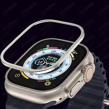 Μεταλλικό πλαίσιο+γυαλί για Apple Watch Ultra 49mm Full Cover Προστατευτική μεμβράνη οθόνης για Apple iWatch Ultra 49mm ρολόι ultra 2 Glass
