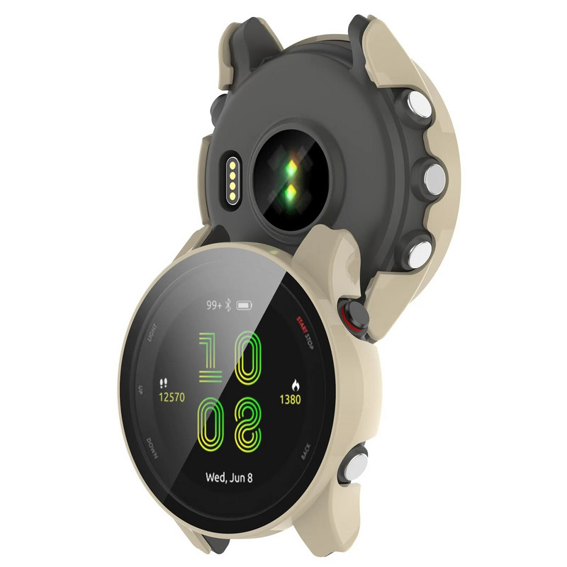 Pulksteņa futrālis Garmin Forerunner 255 255S 955 datora ekrāna aizsargvāciņš ar rūdīta stikla rāmi Forerunner 955 255S korpusam