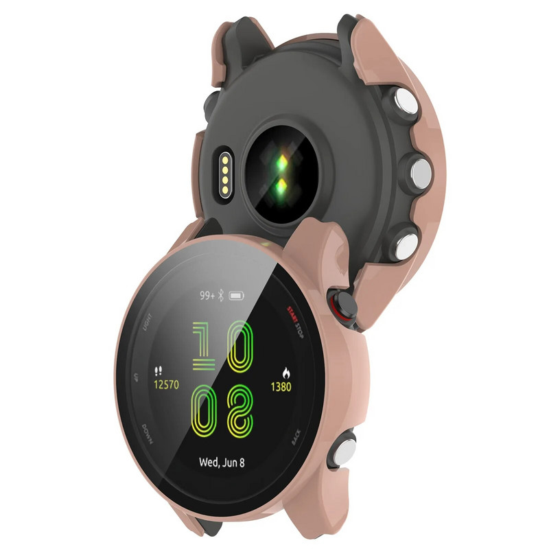 Pulksteņa futrālis Garmin Forerunner 255 255S 955 datora ekrāna aizsargvāciņš ar rūdīta stikla rāmi Forerunner 955 255S korpusam