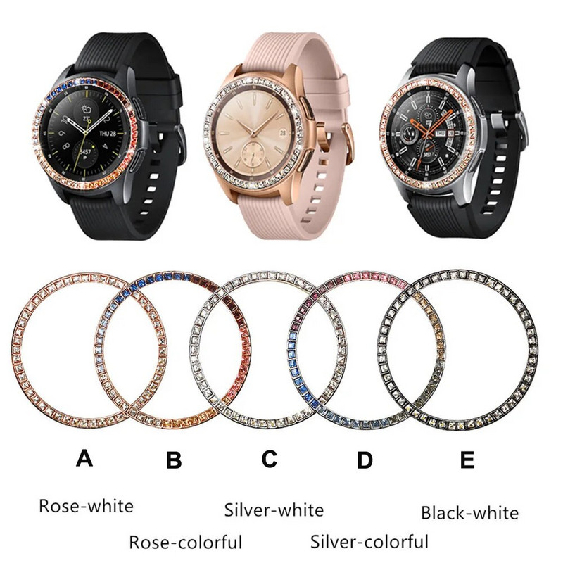 Bling Bezel priekš Samsung Galaxy Watch 42 mm rāmja vāciņš dimanta metāla gredzens, lipīgs aizsargs, vāciņš pret skrāpējumiem pulksteņa piederumi
