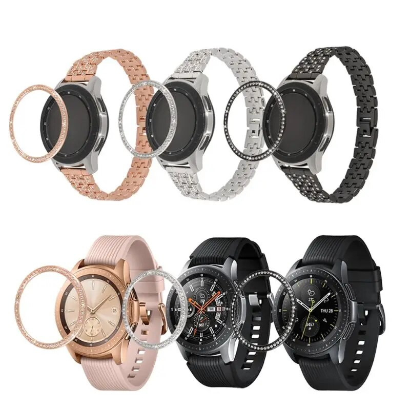Bling Bezel priekš Samsung Galaxy Watch 42 mm rāmja vāciņš dimanta metāla gredzens, lipīgs aizsargs, vāciņš pret skrāpējumiem pulksteņa piederumi