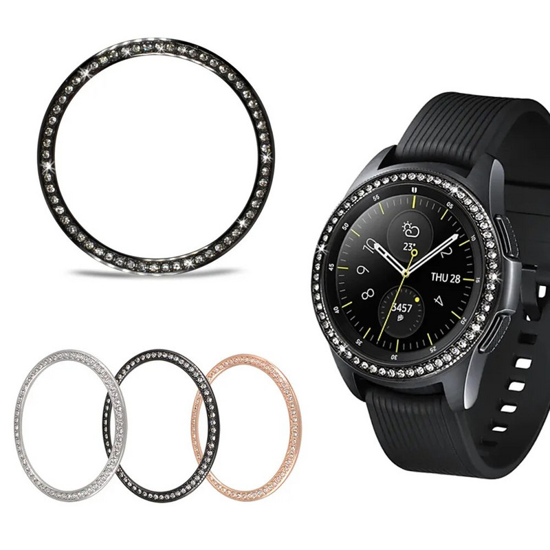 Bling Bezel priekš Samsung Galaxy Watch 42 mm rāmja vāciņš dimanta metāla gredzens, lipīgs aizsargs, vāciņš pret skrāpējumiem pulksteņa piederumi