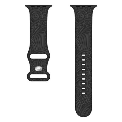 Gravirani remen za Apple Watch 38 mm 40 mm 41 mm 44 mm 45 mm Cvjetni silikonski sportski solo loop remen za iWatch serije 8/7/6/5/4/3/2/1/SE