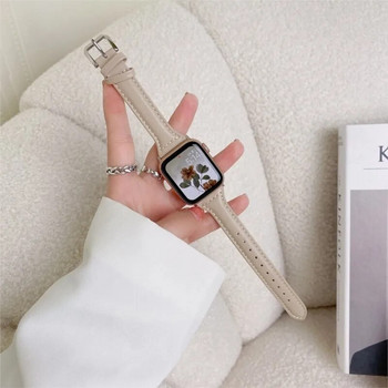 Тънка кожена каишка за Apple Watch Band 44 mm 40 mm 41 mm 42 mm 38 mm 49 mm 44 mm Гривна apple watch 8 45 mm ленти Ultra 7 se 3 4 6