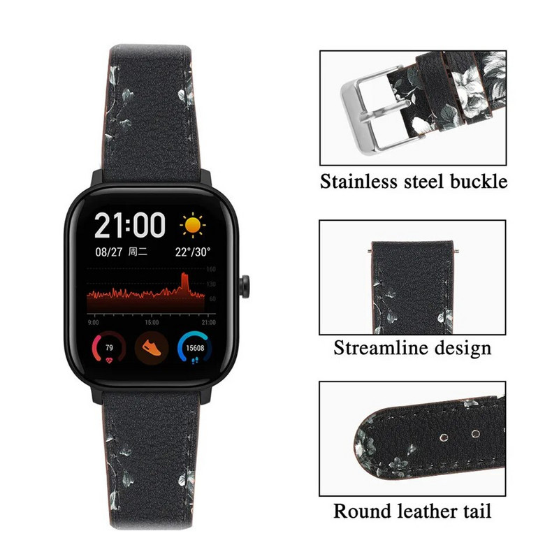 Essidi 20 Δερμάτινο λουράκι 22 χιλιοστών για Xiaomi Huami Amazfit Bip SU Lite Βραχιόλι λουράκι καρπού Correa For GTS 2 2e Mini 3 Pro GTR 42 χιλιοστά