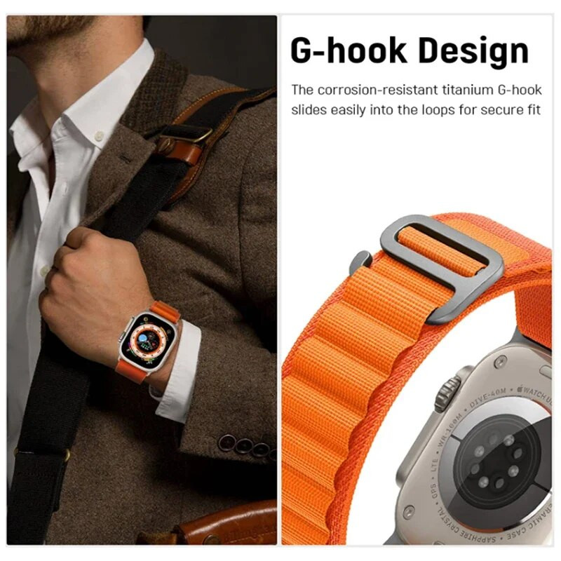 Alpine Loop Nylon Band For Apple Watch Strap 49mm 45mm 41mm 44mm 40mm 42mm 38mm Metal G-Hook Bracelet iWatch Ultra 34 5 SE 6 7 8