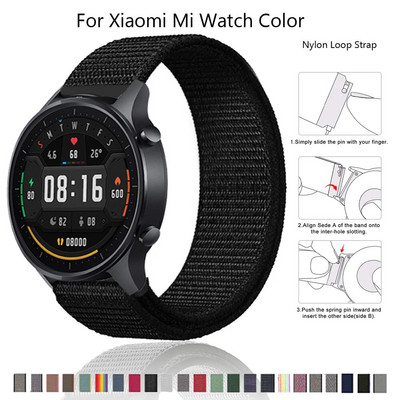 Nylon hurkos szíj Xiaomi MI órához/MI Color 2 pántos csuklószíj sport karkötő TicWatch Pro 3 GPS GTX 2021 2020 S2 E2 készülékhez