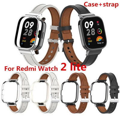 Δερμάτινο λουράκι για Redmi Watch 2lite Μεταλλική θήκη Smartwatch Ανταλλακτικό βραχιόλι Βραχιόλι Xiaomi Mi Watch lite Correa