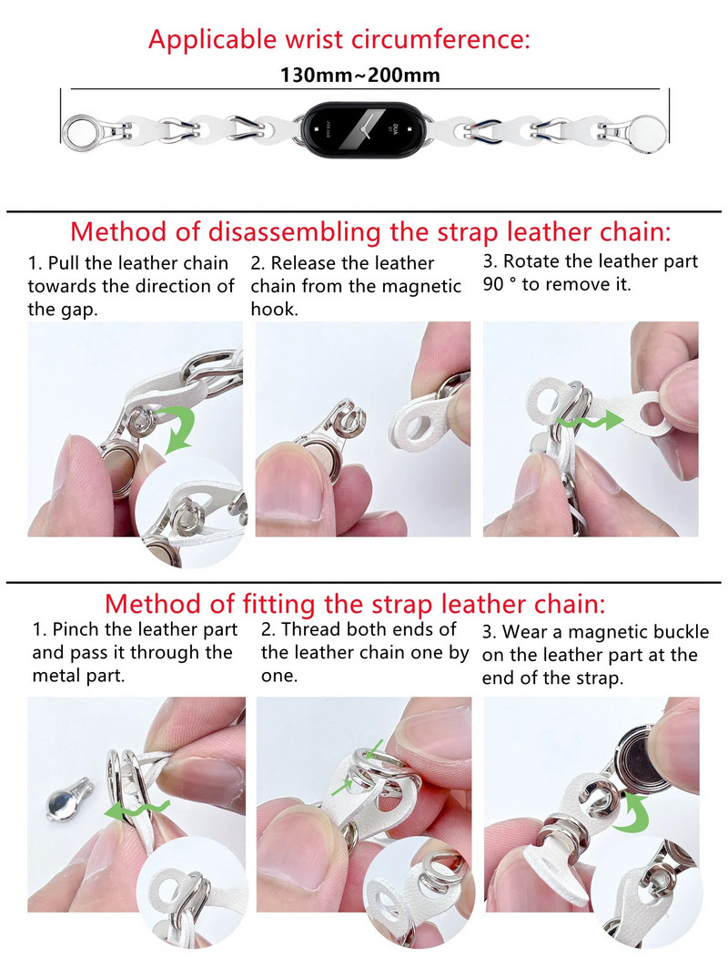 Δερμάτινο λουράκι μόδας για Xiaomi Redmi Watch3 Βραχιόλι με μαγνητική πόρπη Active Band για Redmi Watch 2 Lite/ Mi Lite Women