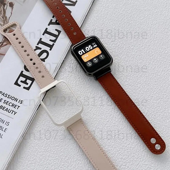 Кожена гривна за часовник Redmi 3 Часовник Redmi 2/2 Lite Метален корпус Рамка Кожена каишка Correa Smartwatch Аксесоари Каишка за часовник