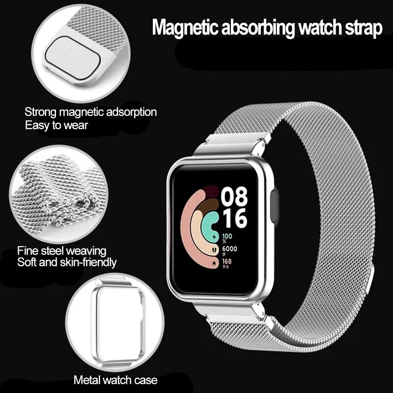 Ζάντα ρολογιού για POCO Watch Smart Magnetic Loop Bracelets For For Redmi Watch 2 Lite Wristband Metal Protector Case Προφυλακτήρας