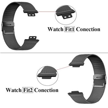 Λουράκι για Huawei Watch Fit/Fit 2 Band with Case Screen Portector Μεταλλικό φιλμ βραχιολιού για έξυπνο ρολόι αξεσουάρ Λουράκι