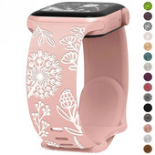 Floral Sport Strap σιλικόνης για Apple Watch 49mm 45mm 44mm 38mm 40mm 41mm Χαραγμένο λουράκι για iWatch Series Ultra 2/9/8/7/6/5/4/3