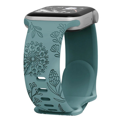 Floral Sport Strap σιλικόνης για Apple Watch 49mm 45mm 44mm 38mm 40mm 41mm Χαραγμένο λουράκι για iWatch Series Ultra 2/9/8/7/6/5/4/3
