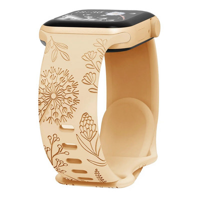 Floral Sport Strap σιλικόνης για Apple Watch 49mm 45mm 44mm 38mm 40mm 41mm Χαραγμένο λουράκι για iWatch Series Ultra 2/9/8/7/6/5/4/3