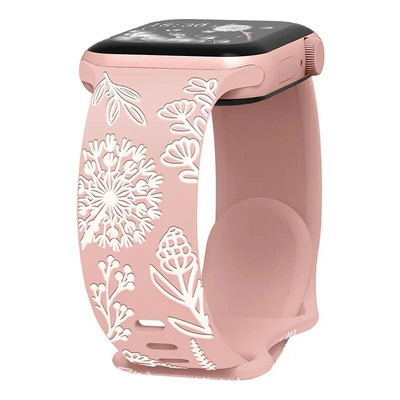 Floral Sport Strap σιλικόνης για Apple Watch 49mm 45mm 44mm 38mm 40mm 41mm Χαραγμένο λουράκι για iWatch Series Ultra 2/9/8/7/6/5/4/3