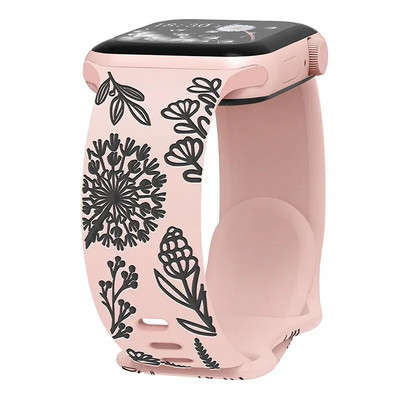 Floral Sport Strap σιλικόνης για Apple Watch 49mm 45mm 44mm 38mm 40mm 41mm Χαραγμένο λουράκι για iWatch Series Ultra 2/9/8/7/6/5/4/3
