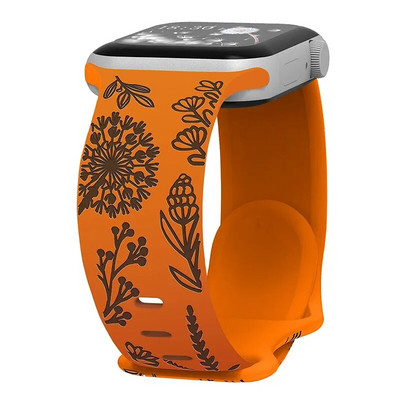 Floral Sport Strap σιλικόνης για Apple Watch 49mm 45mm 44mm 38mm 40mm 41mm Χαραγμένο λουράκι για iWatch Series Ultra 2/9/8/7/6/5/4/3