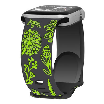 Floral Sport Strap σιλικόνης για Apple Watch 49mm 45mm 44mm 38mm 40mm 41mm Χαραγμένο λουράκι για iWatch Series Ultra 2/9/8/7/6/5/4/3