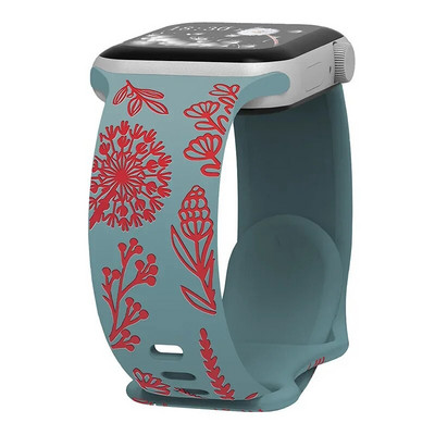 Floral Sport Strap σιλικόνης για Apple Watch 49mm 45mm 44mm 38mm 40mm 41mm Χαραγμένο λουράκι για iWatch Series Ultra 2/9/8/7/6/5/4/3